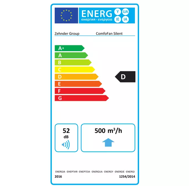 Zehnder ComfoFan Silent 460 m³/h – stik med jordforbindelse