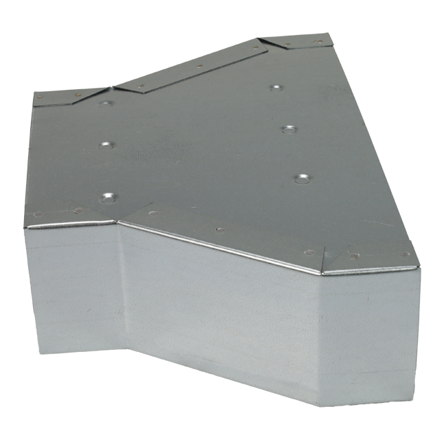 Reduktion 300 x 80 mm til 220 x 80 mm til galvaniserede rektangulære ventilationskanaler