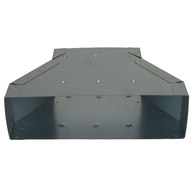 Reduktion 300 x 80 mm til 220 x 80 mm til galvaniserede rektangulære ventilationskanaler