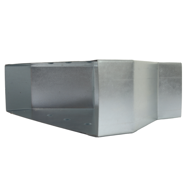 Reduktion 300 x 80 mm til 220 x 80 mm til galvaniserede rektangulære ventilationskanaler