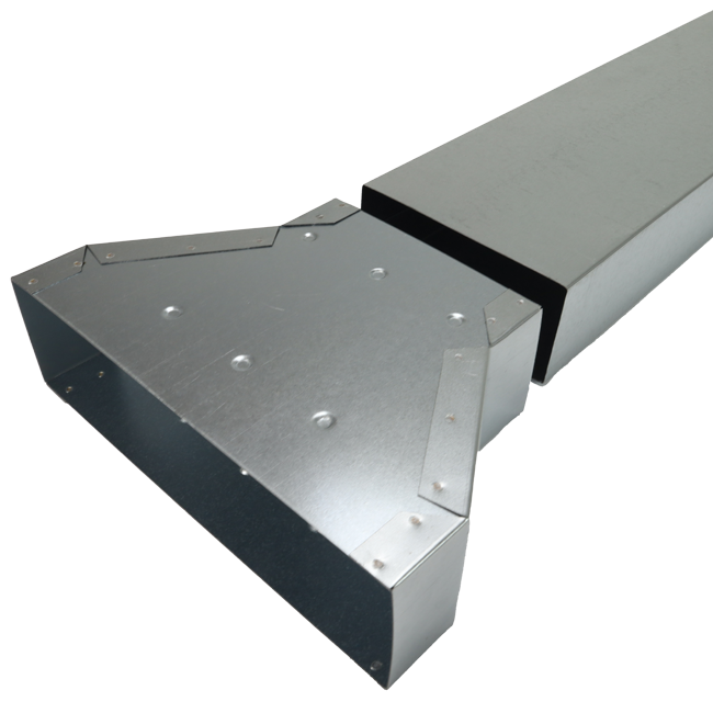 Reduktion 300 x 80 mm til 220 x 80 mm til galvaniserede rektangulære ventilationskanaler