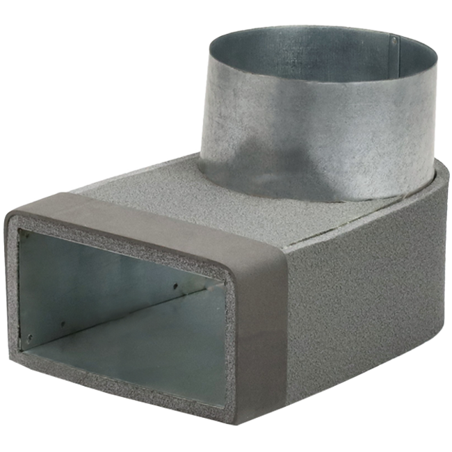 Thermoduct-vinkel 170 mm x 80 mm til diameter 160 mm til kanalføring