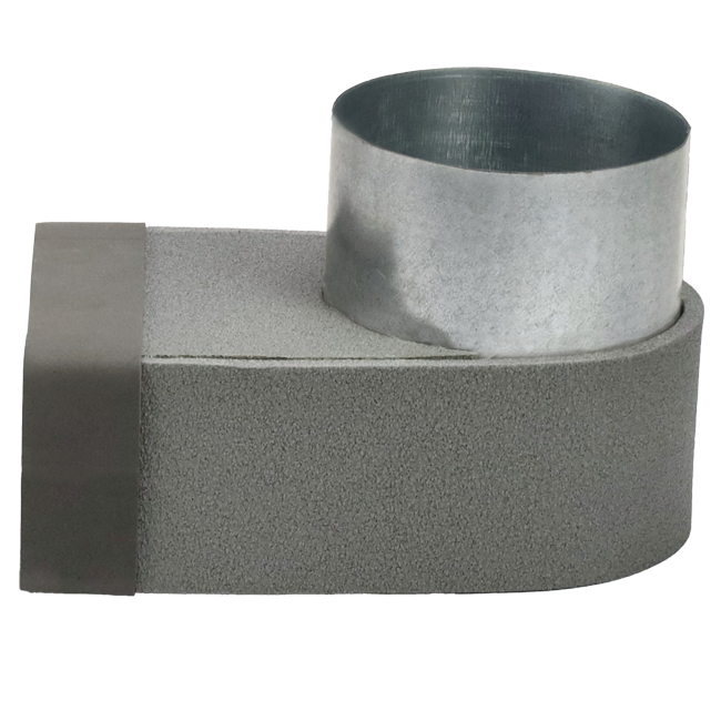 Thermoduct-vinkel 170 mm x 80 mm til diameter 160 mm til kanalføring