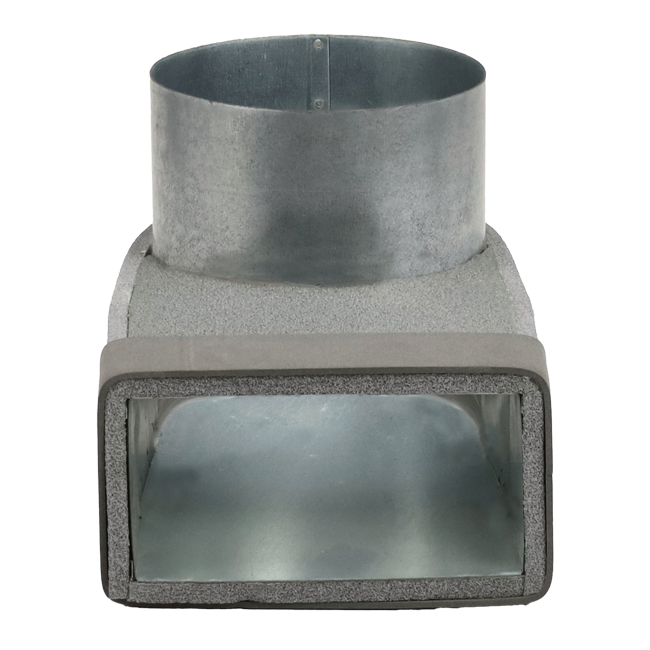 Thermoduct-vinkel 170 mm x 80 mm til diameter 160 mm til kanalføring