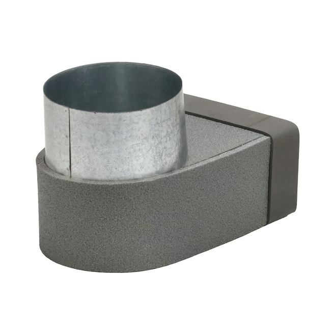 Thermoduct-vinkel 170 mm x 80 mm til diameter 160 mm til kanalføring