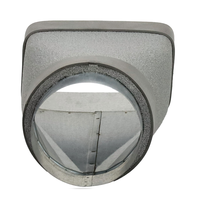 Reduktion af termorør 220x80 mm til diameter 150 mm