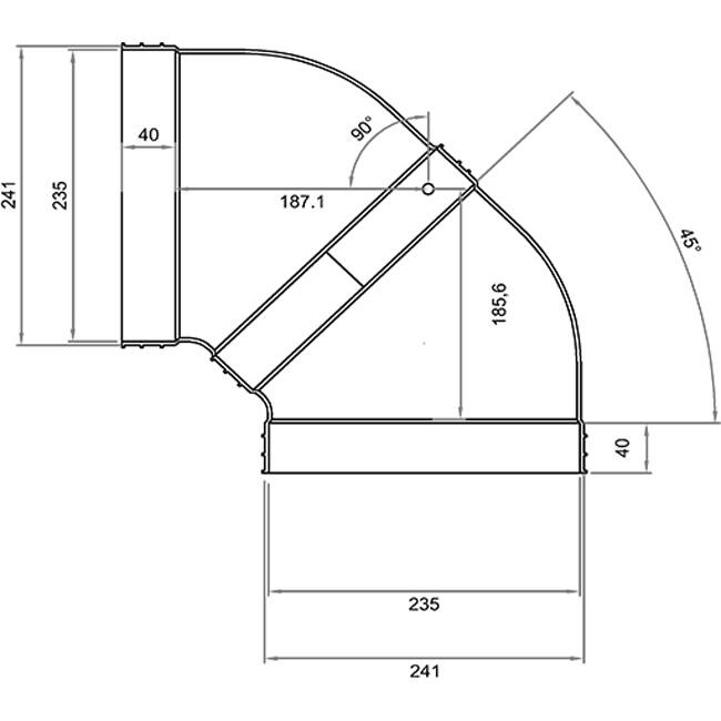 Wavin Ventiza Bøjning 90 grader PVC oval 235x80 mm horisontal M/M