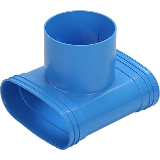 Wavin Ventiza T-stykke PVC ovalt 195x80x50 mm med diameter 125 mm M/M/M
