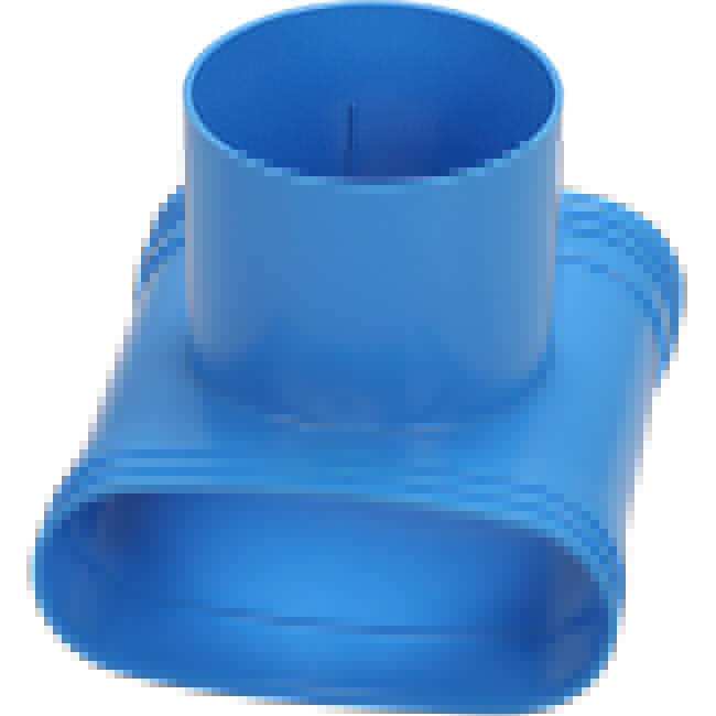 Wavin Ventiza T-stykke PVC ovalt 195x80x50 mm med diameter 125 mm M/M/M