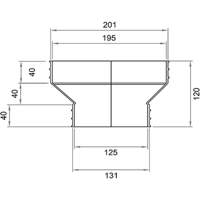 Wavin Ventiza Overgang PVC oval 195x80 mm til 125 mm M/M
