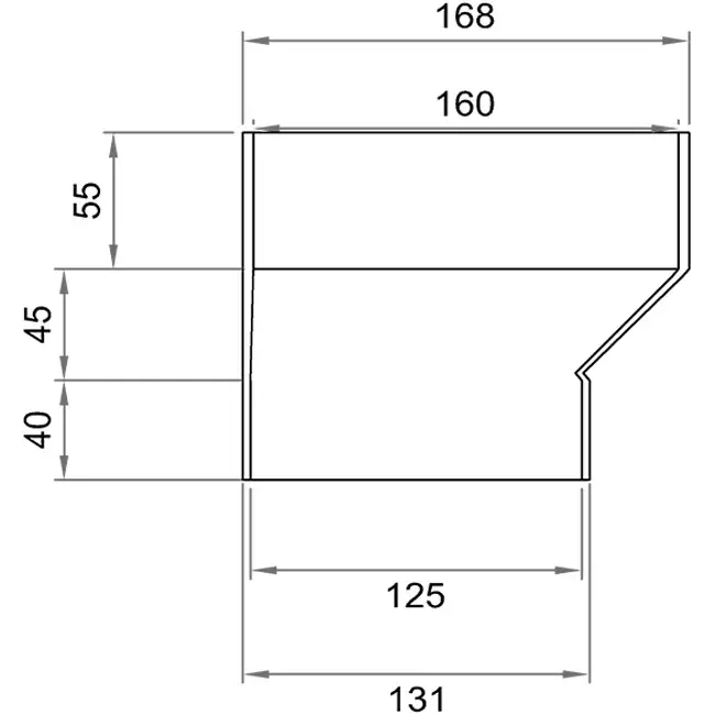 Wavin Ventiza overgang PVC rund 160 mm til 125 mm eksentrisk S/M