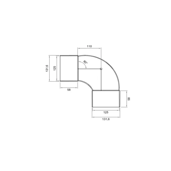 Wavin Ventiza 90 grader PVC bøjning rund 125 mm M/M