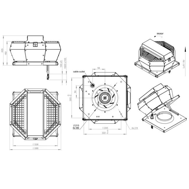 Tagventilator med lodret konstant trykstyring - DVA 220 EC O CRK 02