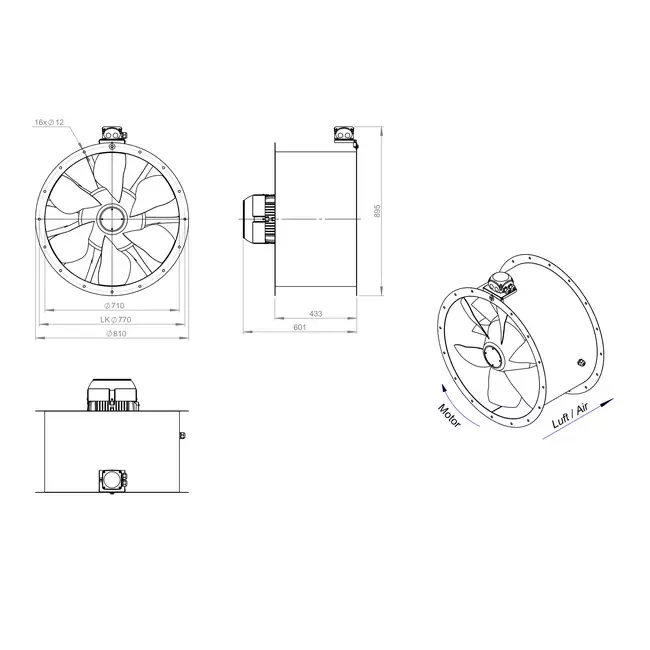 Aksial 710 mm kanalventilator - AL 710 D84U 01 CFG