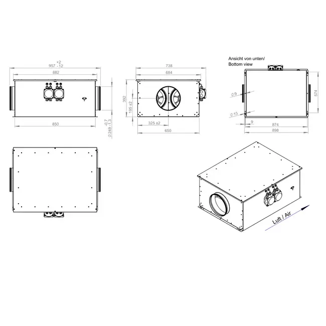 Rørventilator 250 mm isoleret energieffektiv - EM DUO 250 EC K 02