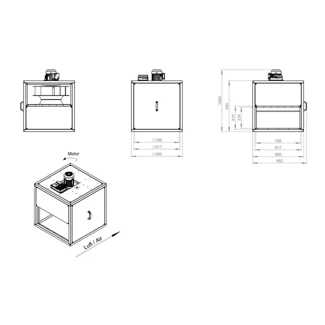 Boksventilatormotor udendørs lineært flow - MPC TI 560 EC K01