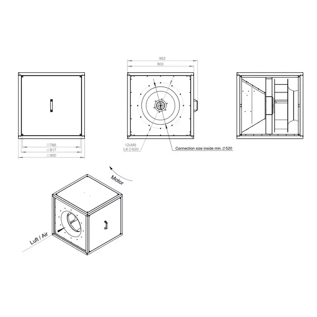Kasseventilatormotorens udendørs luftstrøm - MPC T 630 EC K01