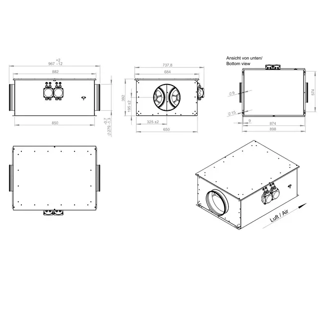 Rørventilator 280 mm isoleret energieffektiv - EM DUO 280 EC K 01
