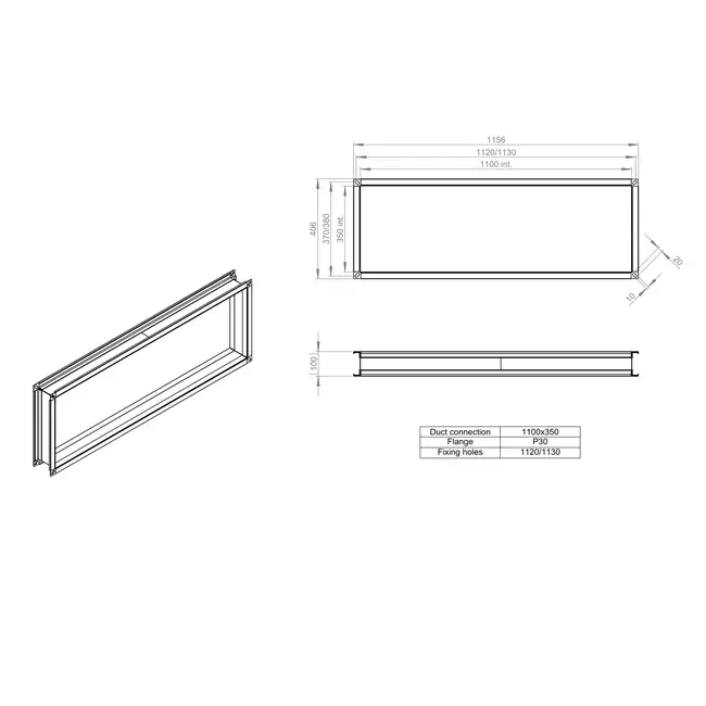 Fleksibelt stik 1100 x 350 - VS 11035