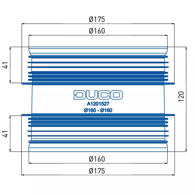Duco tilslutningsstykke med gummi D160-D160 (M/M)