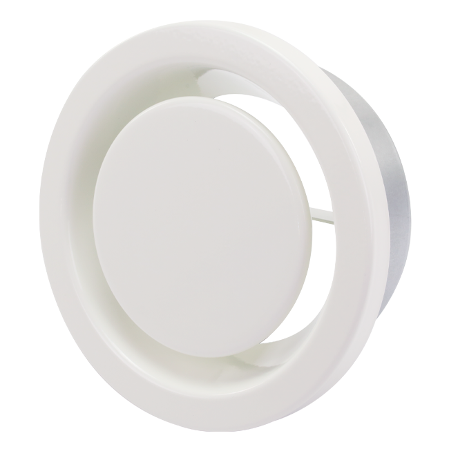 Ventilationsudblæsningsventil 125 mm med metalfjedre - EAV-C125 RAL9010