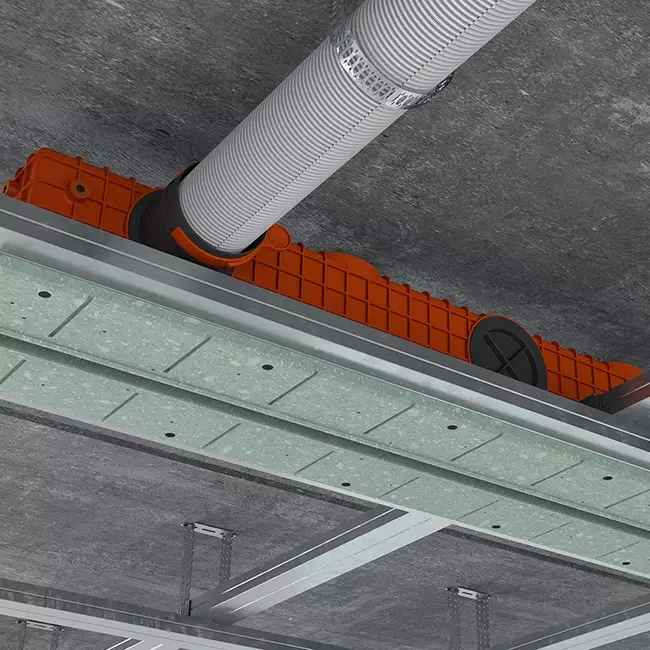 Ergovent pudsbar rammeløs lineær ventilationsrist 1000 mm med tilslutningsdiameter 75 mm – profil