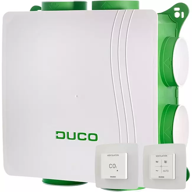 DucoBox Silent 2.0 400 m³/t + 2x CO2-sensor - sikkerhedsstik