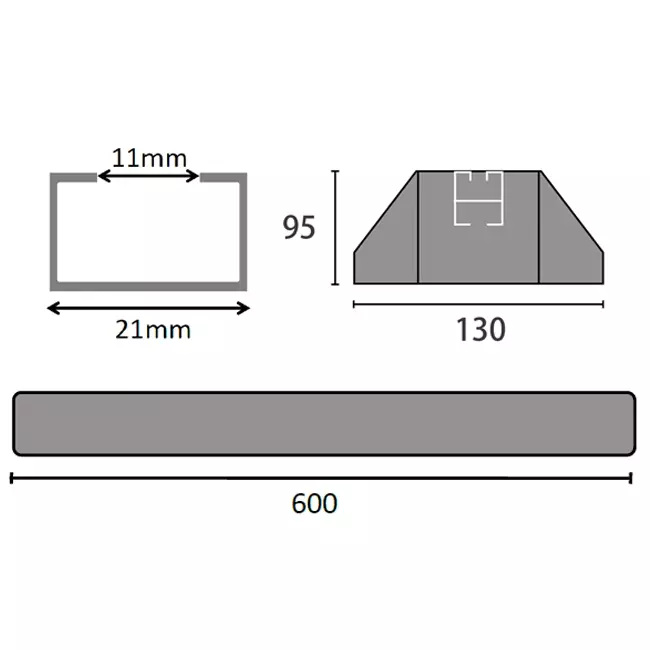 ClimaConnect monteringsstang af vibrationsdæmpende gummi 600 mm