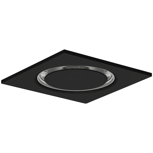 Loftsdiffusor stål rund luftudgang til indblæsning og udsugning 595x595 mm - 250 mm - RAL 9005