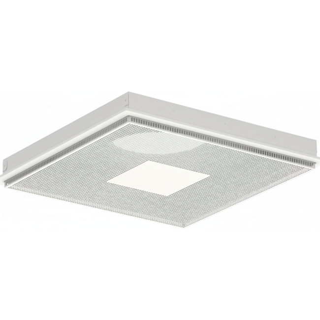 Perforeret loftsdiffusor til indblæsning og udsugning 595x595 mm - 250 mm - RAL 9010