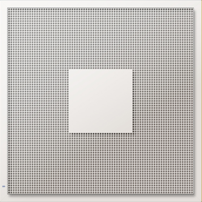 Perforeret loftsdiffusor til indblæsning og udsugning 595x595 mm - 250 mm - RAL 9010
