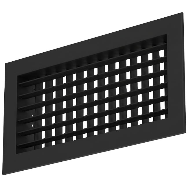 Dobbelt justerbart væggitter i aluminium - med friktionsfjedre - 200x200 mm - RAL 9005