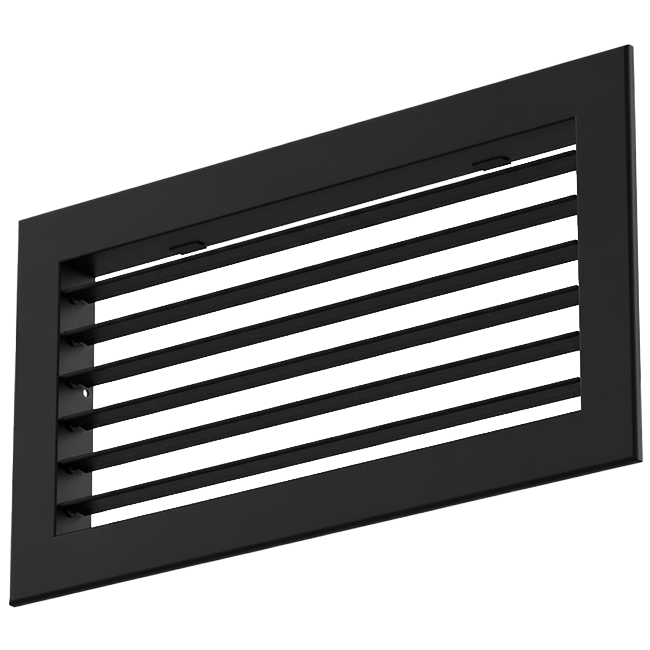 Enkelt justerbart væggitter i aluminium - med friktionsfjedre - 400x100 mm - RAL 9005