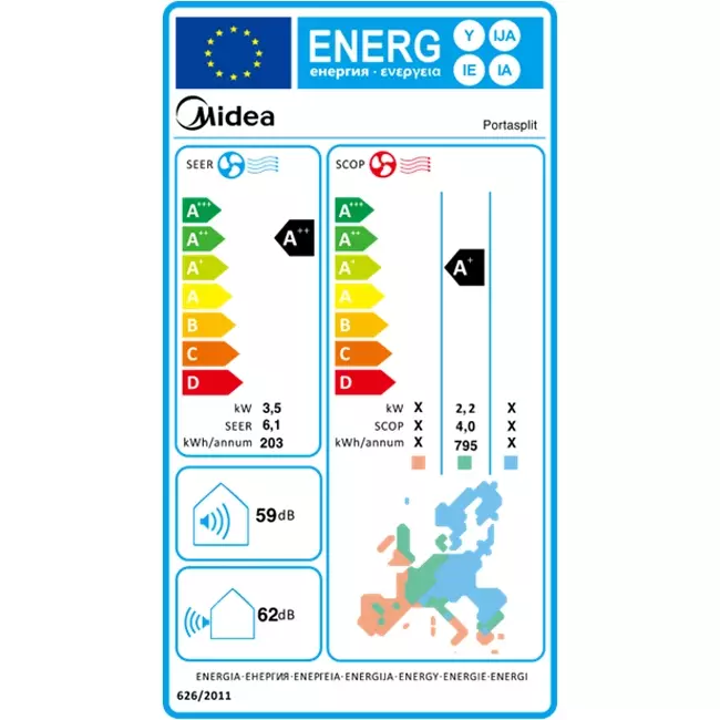 Midea Portasplit mobilt split-klimaanlæg 3,5 kW