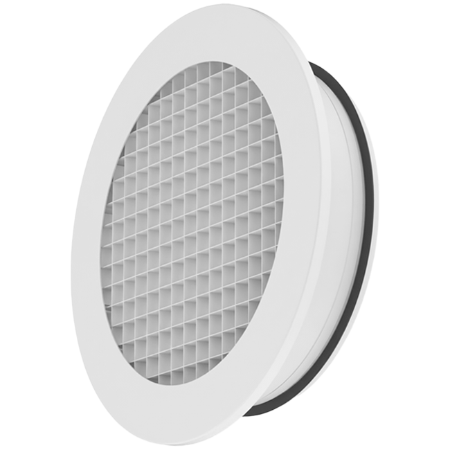 Cirkulært væggitter i aluminium med fast gitter - 315 mm - RAL 9003