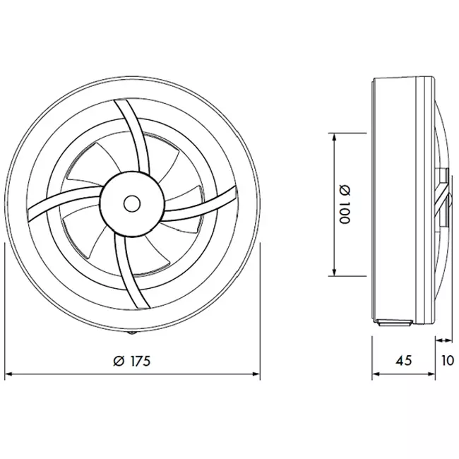 Solara badeværelsesventilator med heat mover - 100 mm diameter - mat hvid