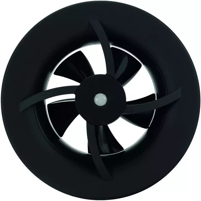 Solara badeværelsesventilator med heat mover - 100 mm diameter - mat sort
