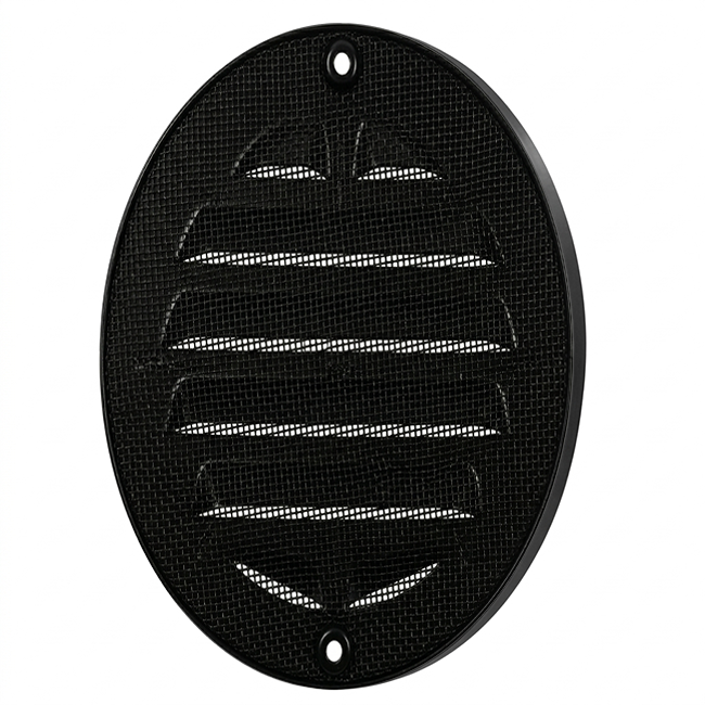 Udvendigt gitter cirkulært 200 mm aluminium - RAL9005 30% glans