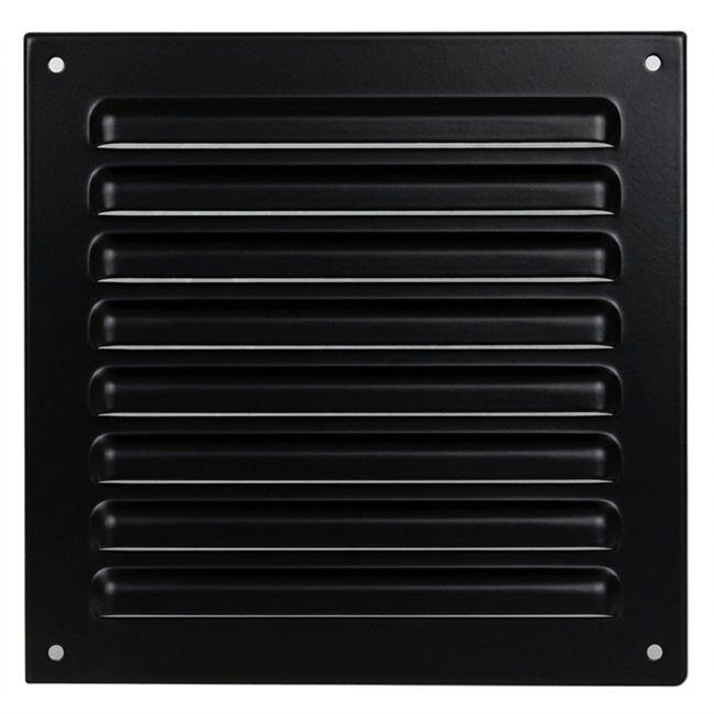 Udvendigt gitter firkantet 200x200 mm aluminium - RAL9005 30% glans