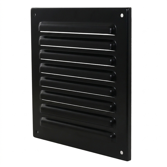Udvendigt gitter firkantet 200x200 mm aluminium - RAL9005 30% glans
