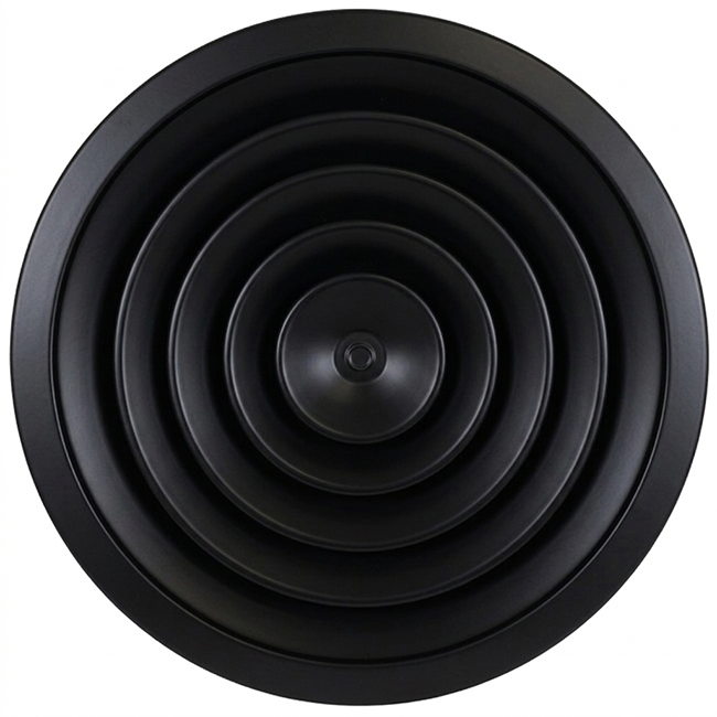 Loftsdiffusor rund med fast mønster Ø 350 mm - RAL9005 30% glans