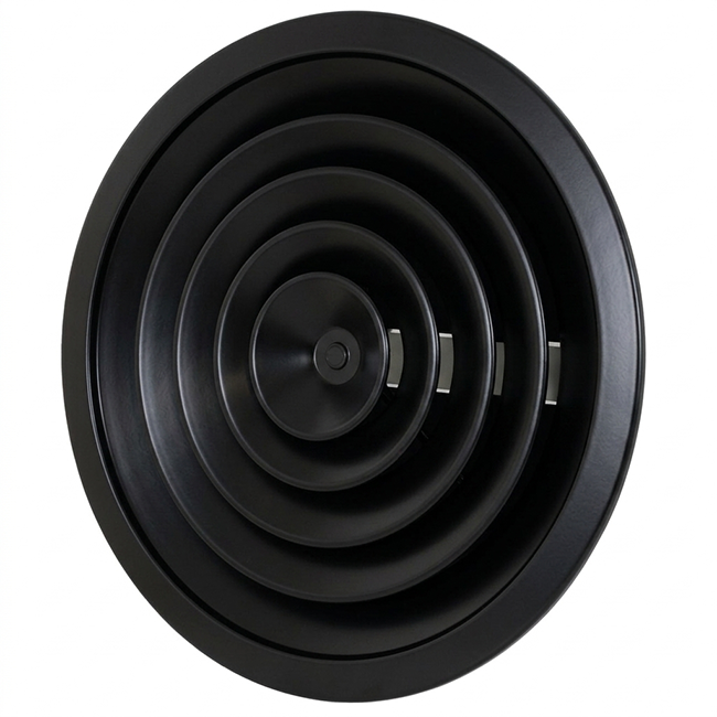 Loftsdiffusor rund med fast mønster Ø 350 mm - RAL9005 30% glans