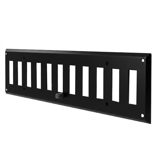 Væggitter justerbar 300x100 mm metal - RAL 9005 30% glans