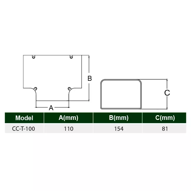 ClimaConnect T-stykke til montering af kanal 100 mm - RAL 9010