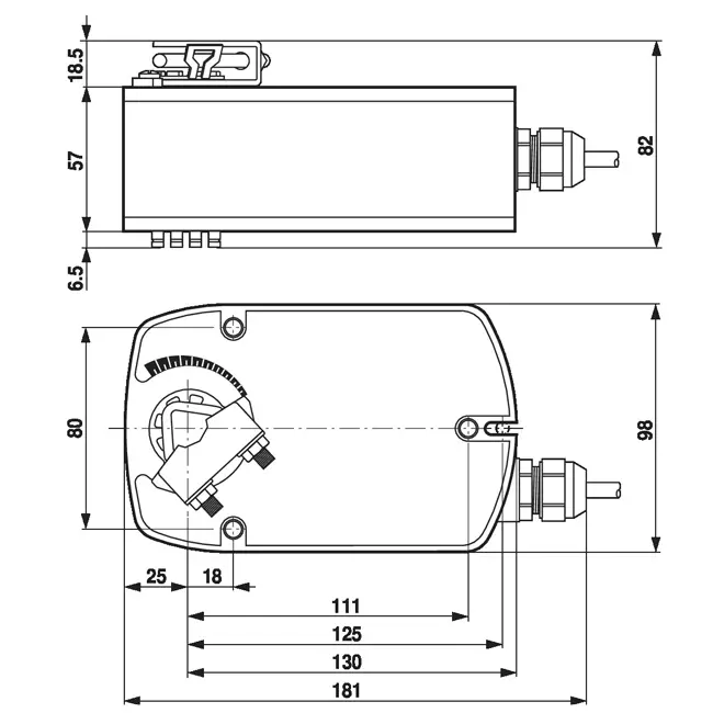 Belimo modulerende ventilaktuator med fjederretur 24V - 2-10V - MP-Bus - 4 Nm - LF24-SR