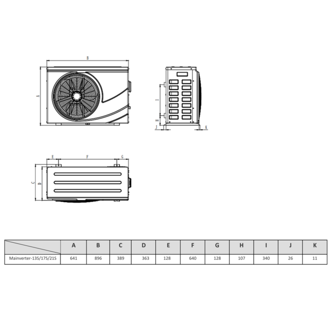 Kizura Maxinverter-13S poolvarmepumpe 230V R32 12,8 kW