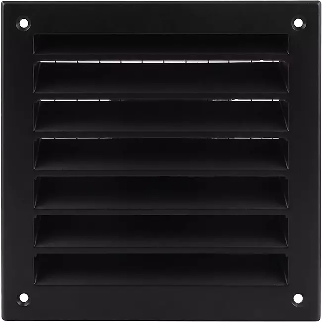 Udvendigt væggitter i aluminium 150x150 mm - RAL 9005