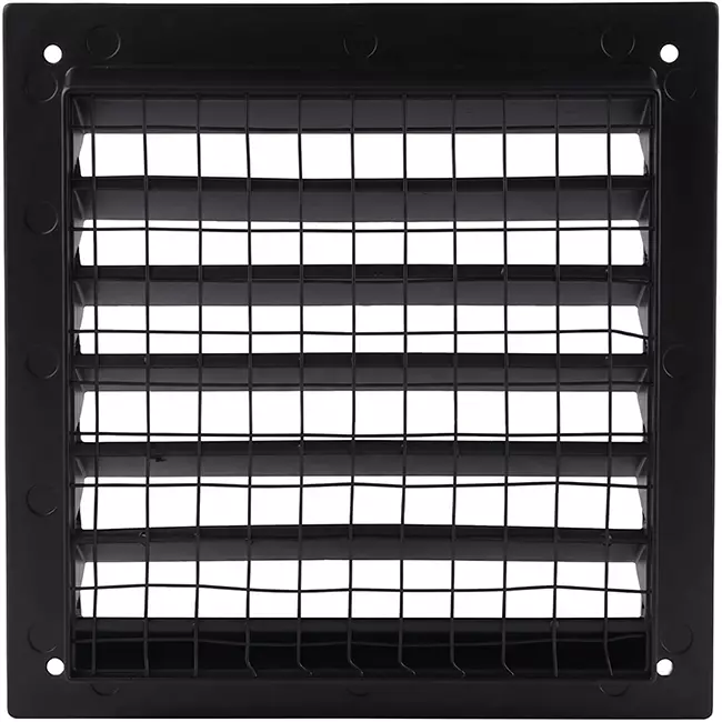 Udvendigt væggitter i aluminium 150x150 mm - RAL 9005