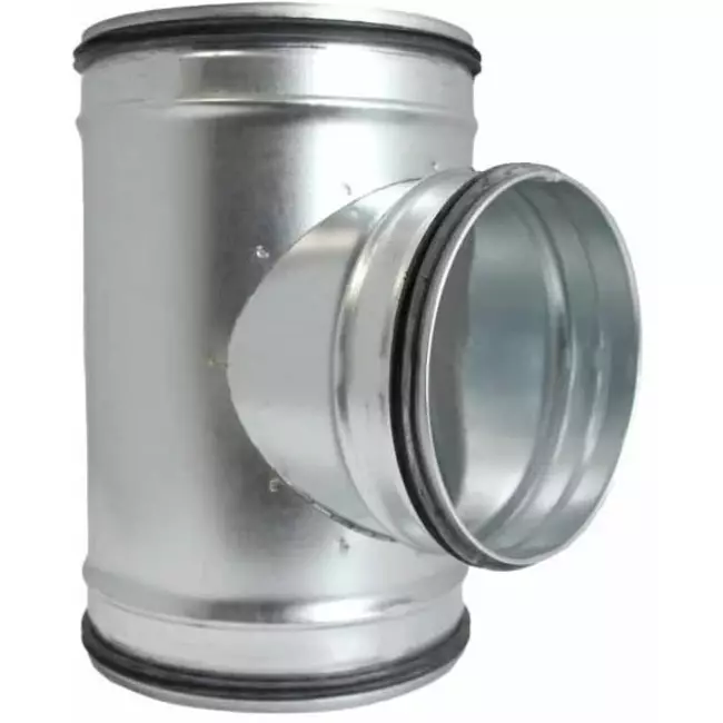 T-stykke Ø250 mm med samlestykke Ø100 mm til spiralrør (90°)