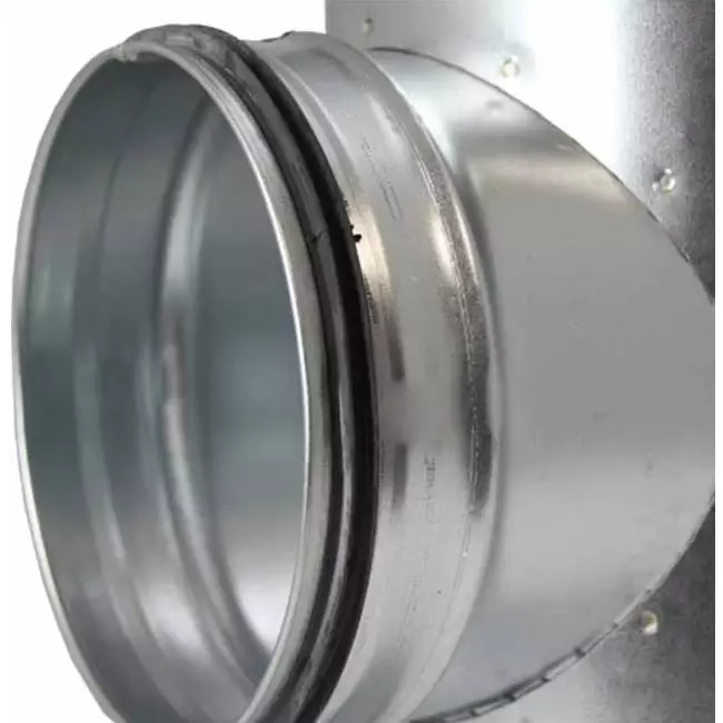 T-stykke Ø250 mm med samlestykke Ø100 mm til spiralrør (90°)